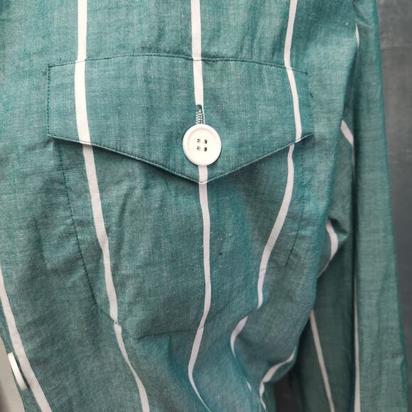 Evan-Picone White Striped Green Cropped Size 6 Small - Picture 3 of 9